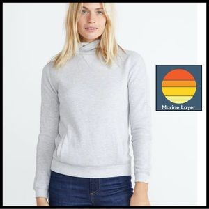 Marine Layer Emilie Quilted Hoodie in Light Grey. Size L.